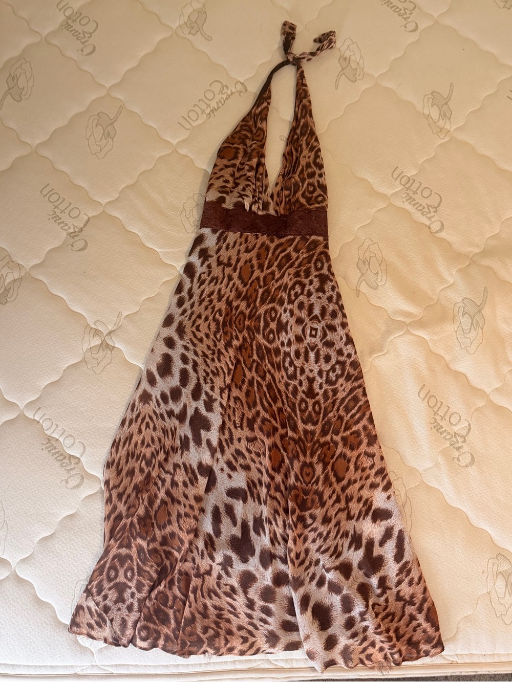 VINTAGE Leopard Print Betsy Johnson Halter Midi Dress